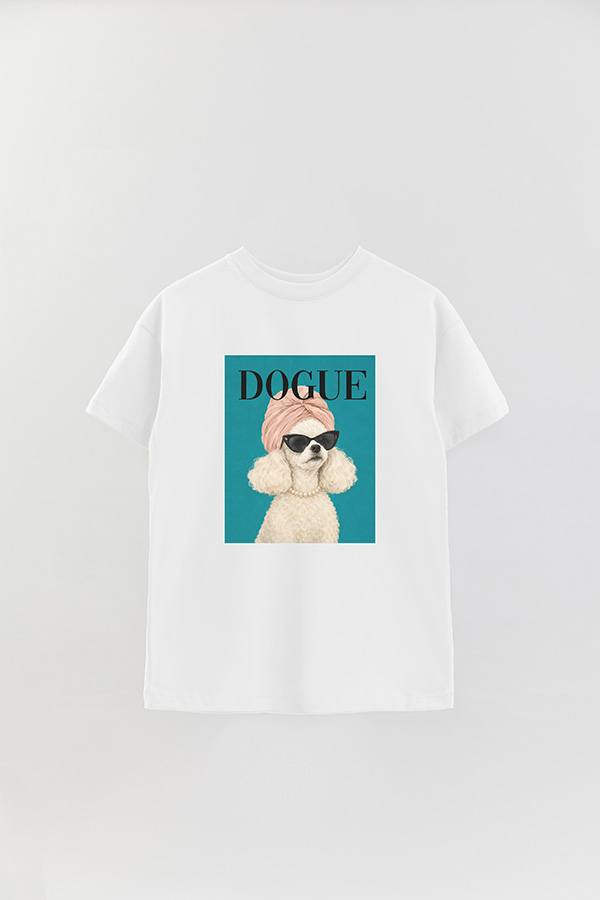 REMERA OVER ESTAMPADA DOGUE PINK POODLE