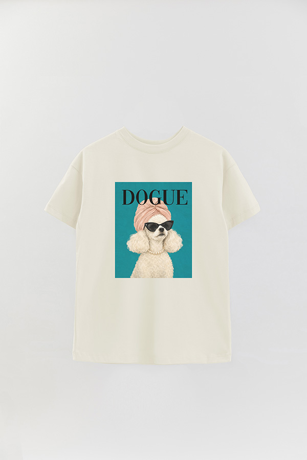 REMERA OVER ESTAMPADA DOGUE PINK POODLE