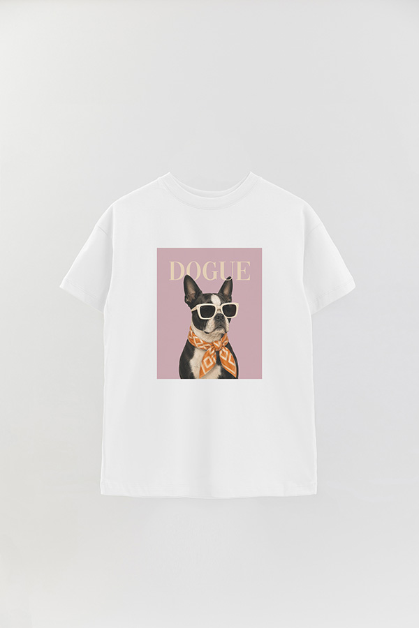 REMERA OVER ESTAMPADA DOGUE BOSTON TERRIER