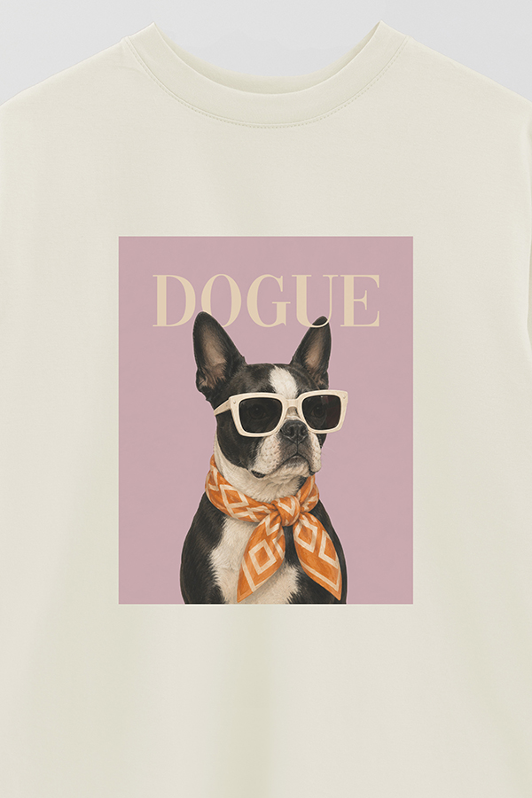 REMERA OVER ESTAMPADA DOGUE BOSTON TERRIER