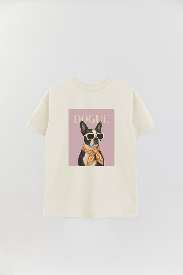 REMERA OVER ESTAMPADA DOGUE BOSTON TERRIER