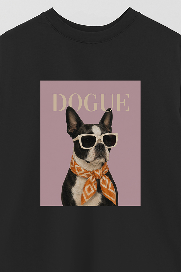 REMERA OVER ESTAMPADA DOGUE BOSTON TERRIER