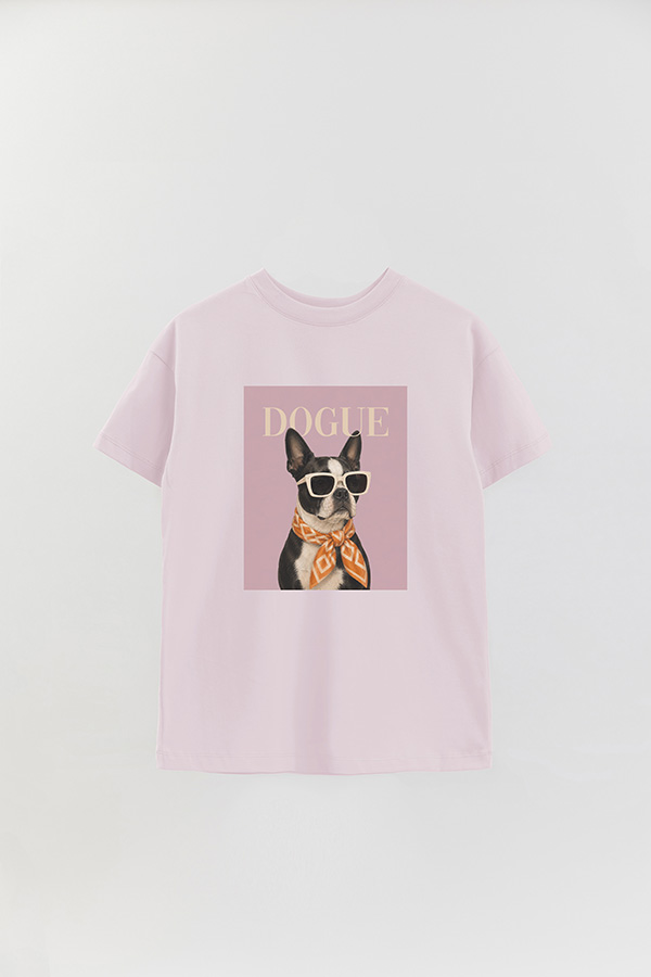 REMERA OVER ESTAMPADA DOGUE BOSTON TERRIER