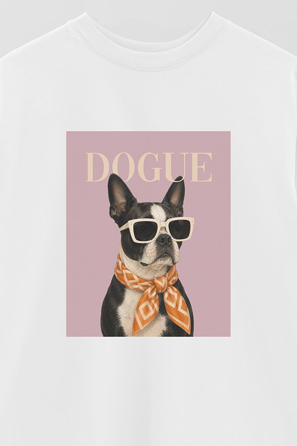 REMERA OVER ESTAMPADA DOGUE BOSTON TERRIER