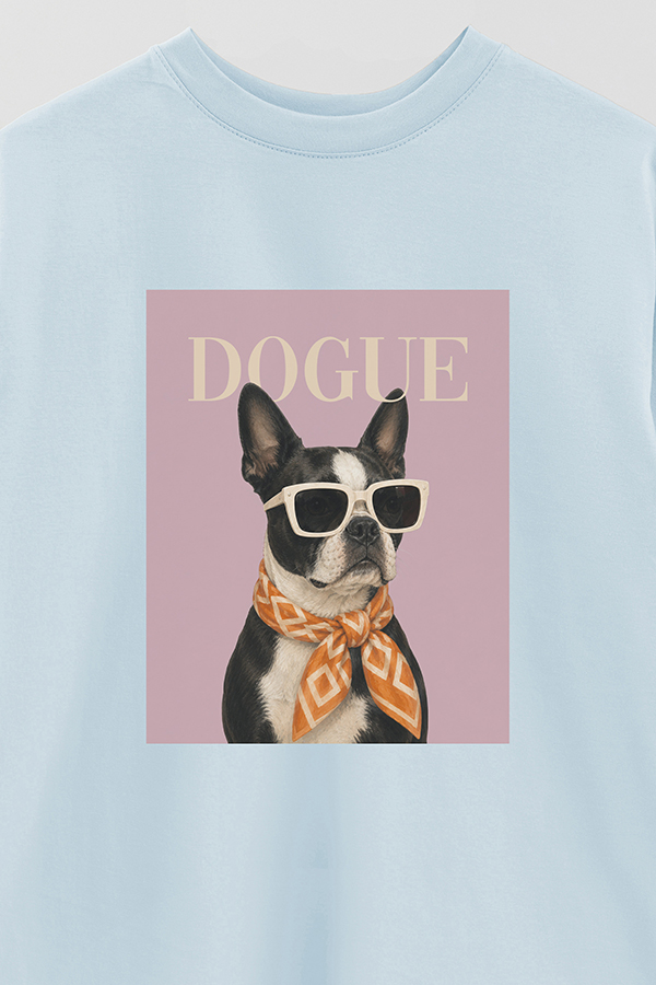 REMERA OVER ESTAMPADA DOGUE BOSTON TERRIER