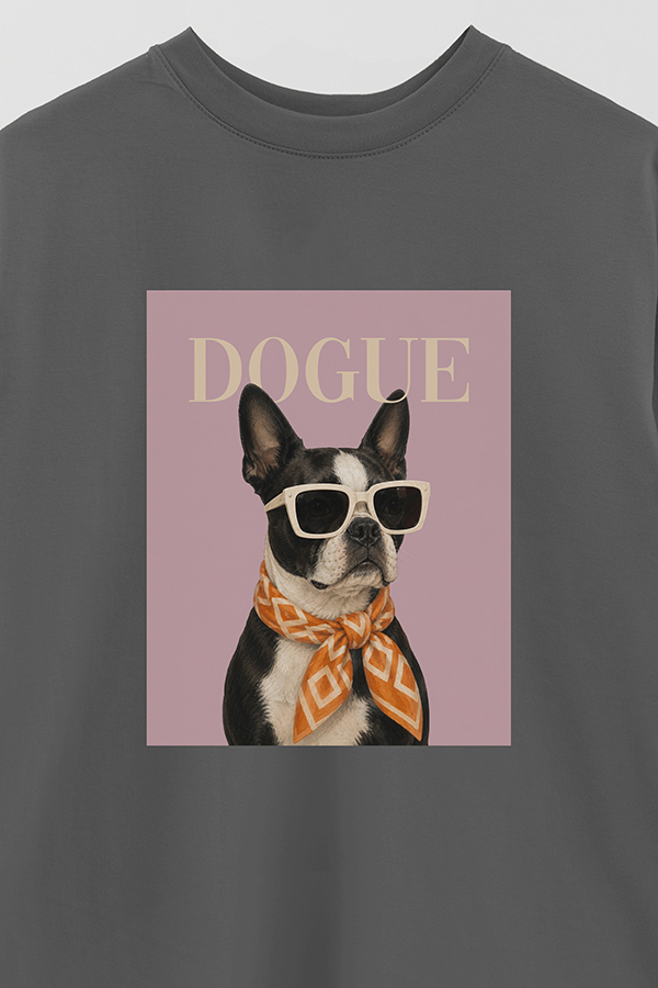 REMERA OVER ESTAMPADA DOGUE BOSTON TERRIER