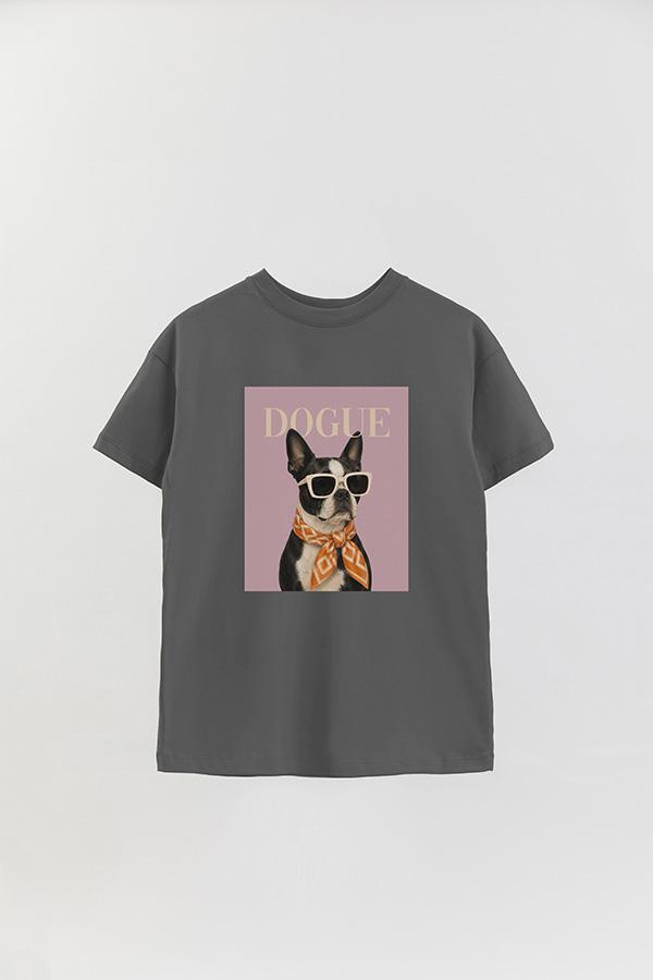 REMERA OVER ESTAMPADA DOGUE BOSTON TERRIER