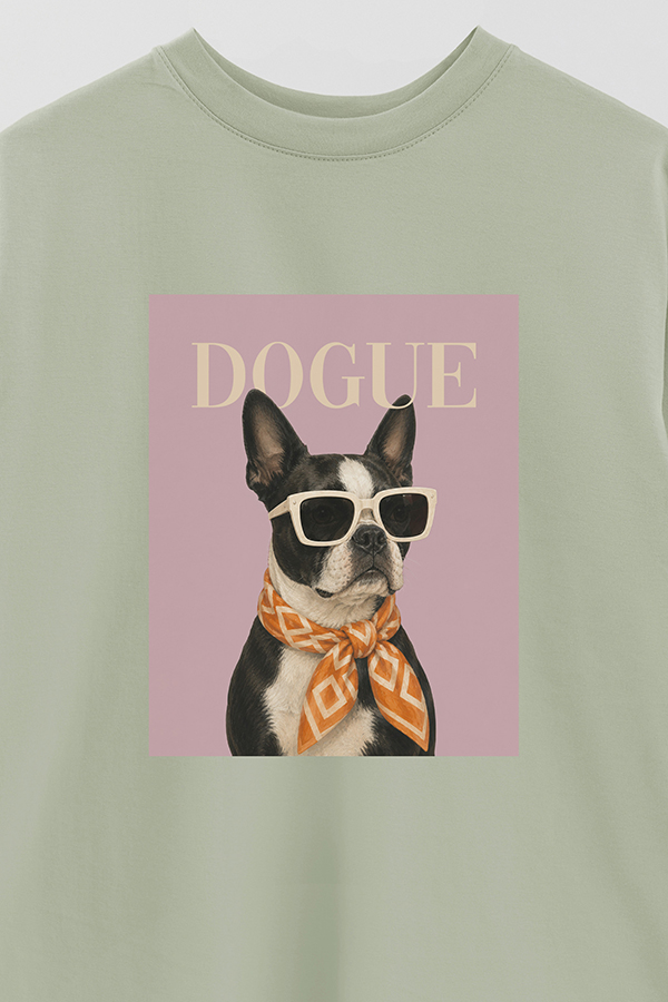 REMERA OVER ESTAMPADA DOGUE BOSTON TERRIER