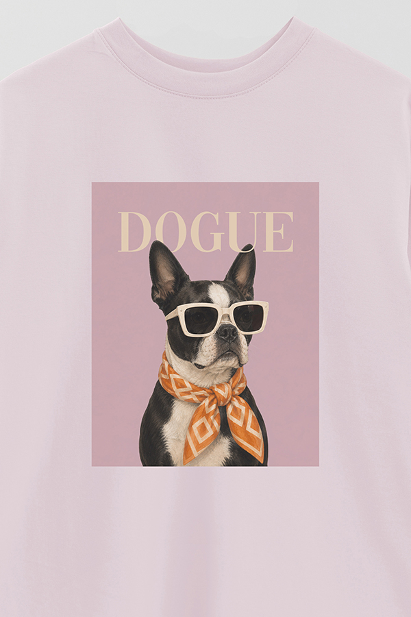 REMERA OVER ESTAMPADA DOGUE BOSTON TERRIER