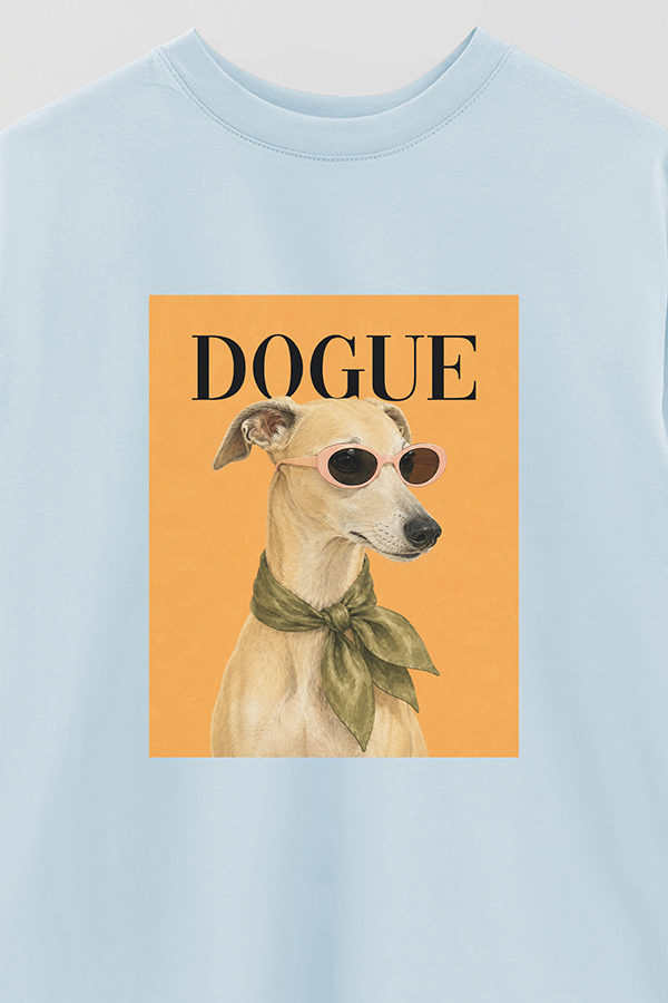 REMERA OVER ESTAMPADA DOGUE MINIMAL WHIPPET PORTRAIT
