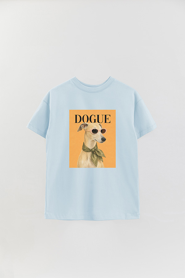 REMERA OVER ESTAMPADA DOGUE MINIMAL WHIPPET PORTRAIT