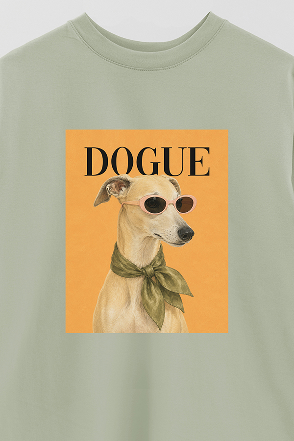 REMERA OVER ESTAMPADA DOGUE MINIMAL WHIPPET PORTRAIT