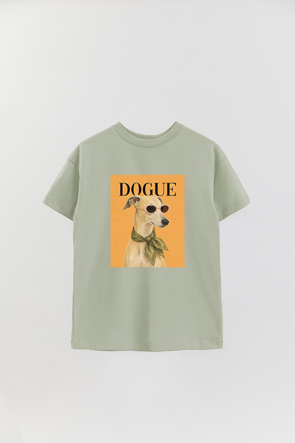 REMERA OVER ESTAMPADA DOGUE MINIMAL WHIPPET PORTRAIT