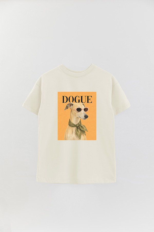 REMERA OVER ESTAMPADA DOGUE MINIMAL WHIPPET PORTRAIT