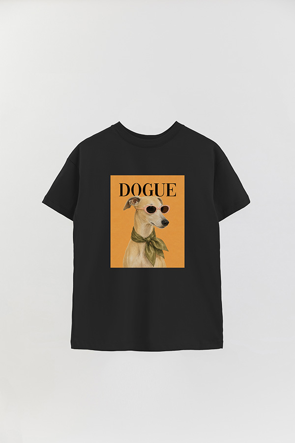 REMERA OVER ESTAMPADA DOGUE MINIMAL WHIPPET PORTRAIT