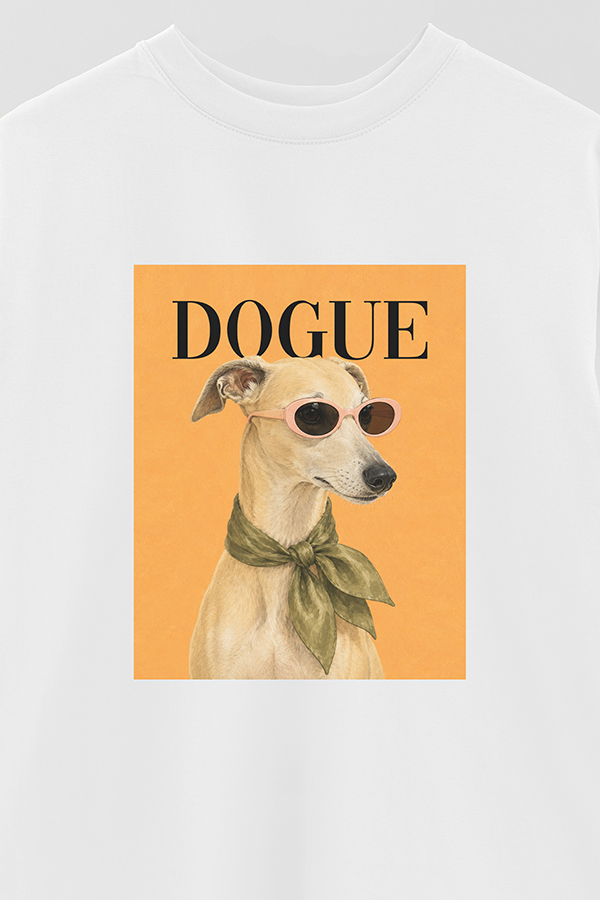 REMERA OVER ESTAMPADA DOGUE MINIMAL WHIPPET PORTRAIT