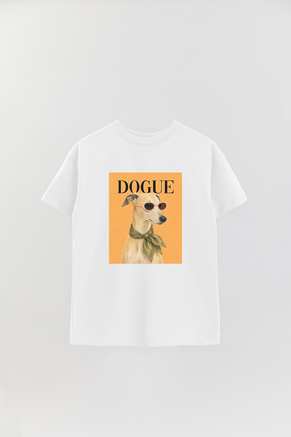 REMERA OVER ESTAMPADA DOGUE MINIMAL WHIPPET PORTRAIT