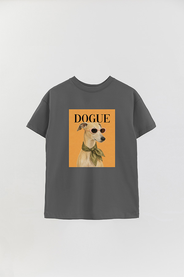 REMERA OVER ESTAMPADA DOGUE MINIMAL WHIPPET PORTRAIT