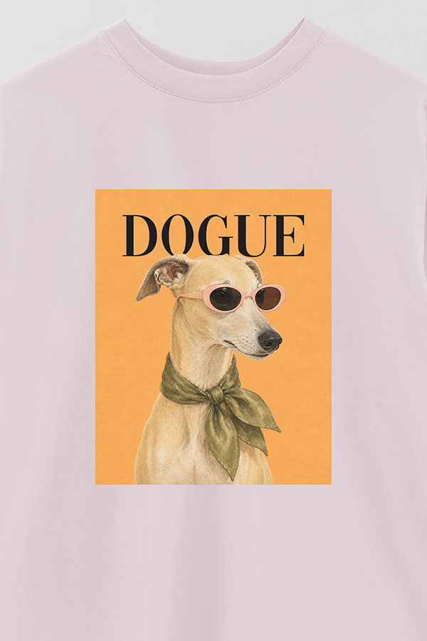 REMERA OVER ESTAMPADA DOGUE MINIMAL WHIPPET PORTRAIT