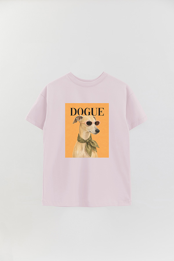 REMERA OVER ESTAMPADA DOGUE MINIMAL WHIPPET PORTRAIT
