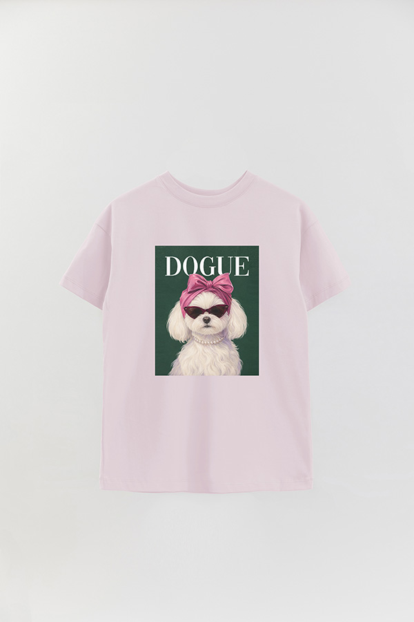REMERA OVER ESTAMPADA DOGUE MALTESE PINK SOCIALITE