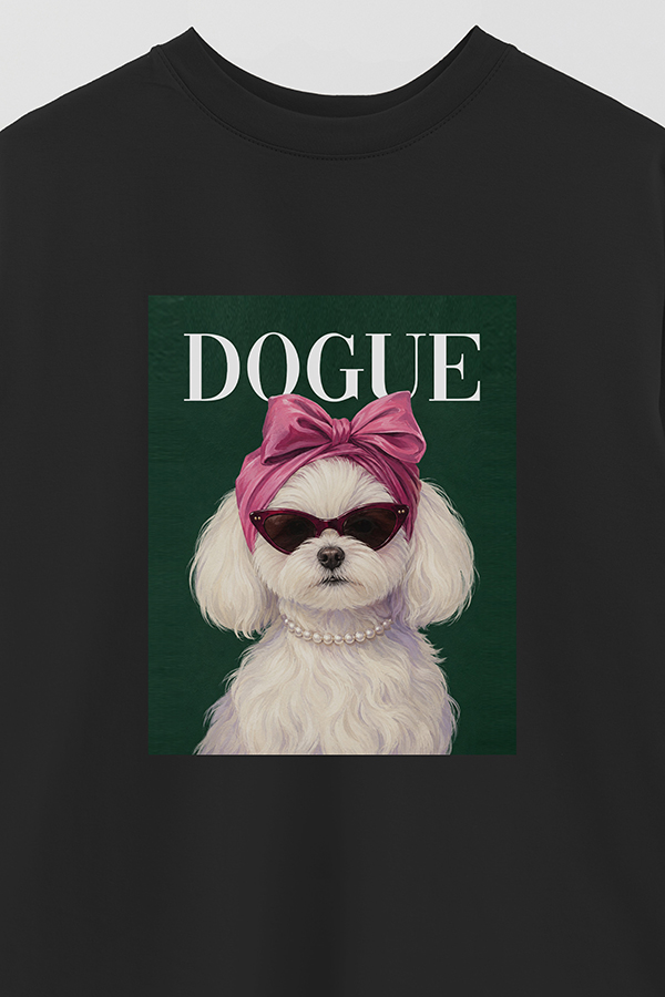 REMERA OVER ESTAMPADA DOGUE MALTESE PINK SOCIALITE
