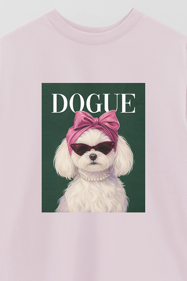 REMERA OVER ESTAMPADA DOGUE MALTESE PINK SOCIALITE