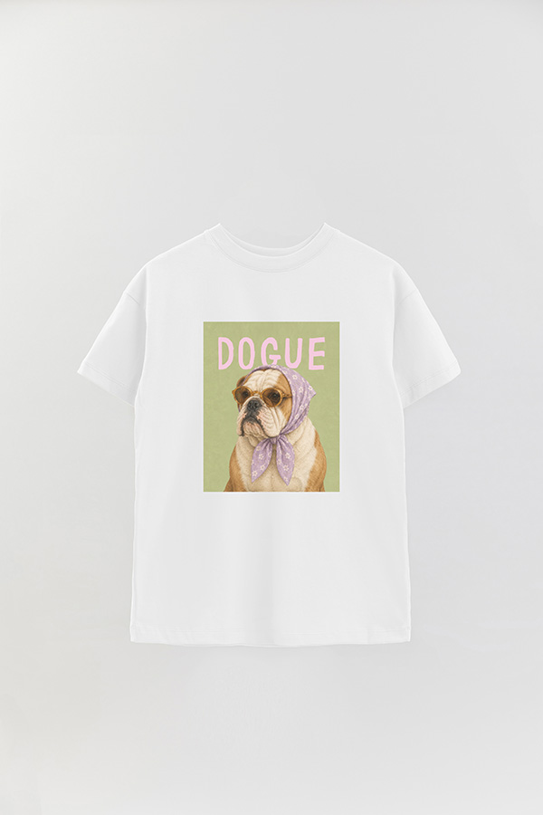 REMERA OVER ESTAMPADA DOGUE LAVENDER ENGLISH BULLDOG