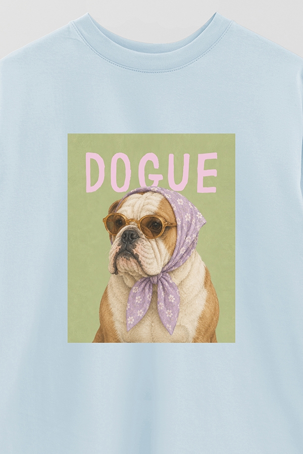 REMERA OVER ESTAMPADA DOGUE LAVENDER ENGLISH BULLDOG