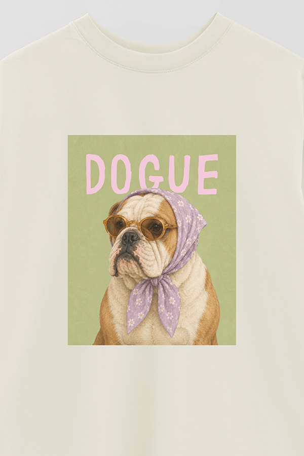 REMERA OVER ESTAMPADA DOGUE LAVENDER ENGLISH BULLDOG