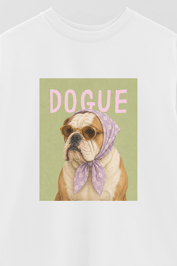 REMERA OVER ESTAMPADA DOGUE LAVENDER ENGLISH BULLDOG