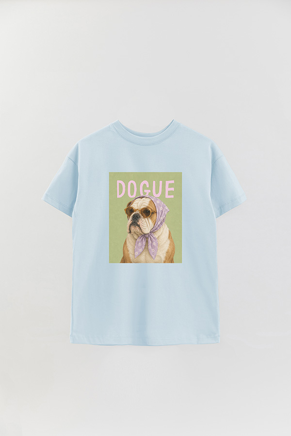 REMERA OVER ESTAMPADA DOGUE LAVENDER ENGLISH BULLDOG