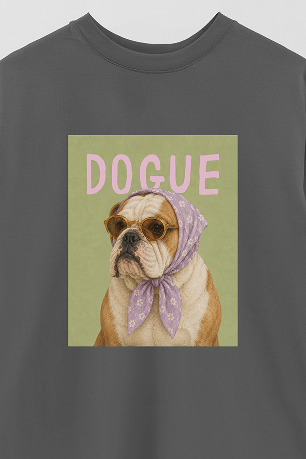 REMERA OVER ESTAMPADA DOGUE LAVENDER ENGLISH BULLDOG