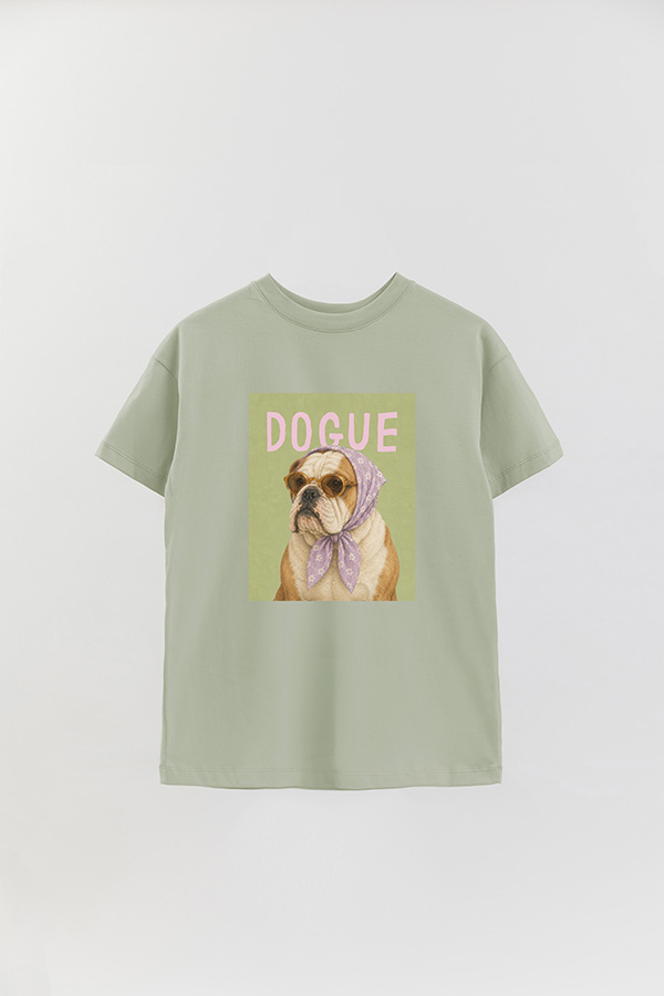 REMERA OVER ESTAMPADA DOGUE LAVENDER ENGLISH BULLDOG