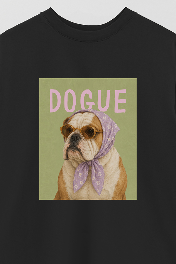 REMERA OVER ESTAMPADA DOGUE LAVENDER ENGLISH BULLDOG