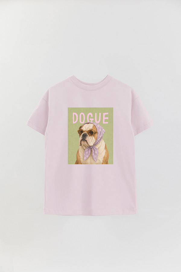 REMERA OVER ESTAMPADA DOGUE LAVENDER ENGLISH BULLDOG