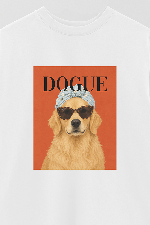 REMERA OVER ESTAMPADA DOGUE GOLDEN RETRIEVER SUNDAY STYLE