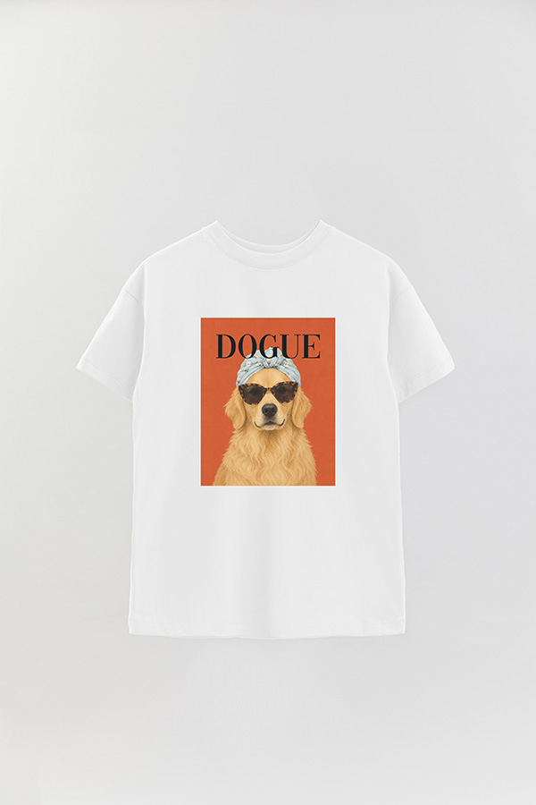 REMERA OVER ESTAMPADA DOGUE GOLDEN RETRIEVER SUNDAY STYLE