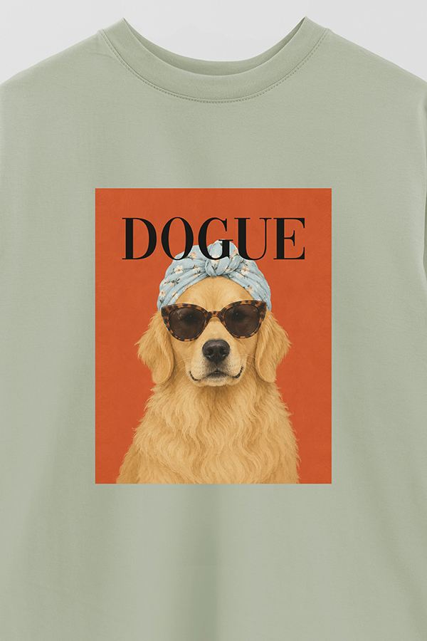 REMERA OVER ESTAMPADA DOGUE GOLDEN RETRIEVER SUNDAY STYLE