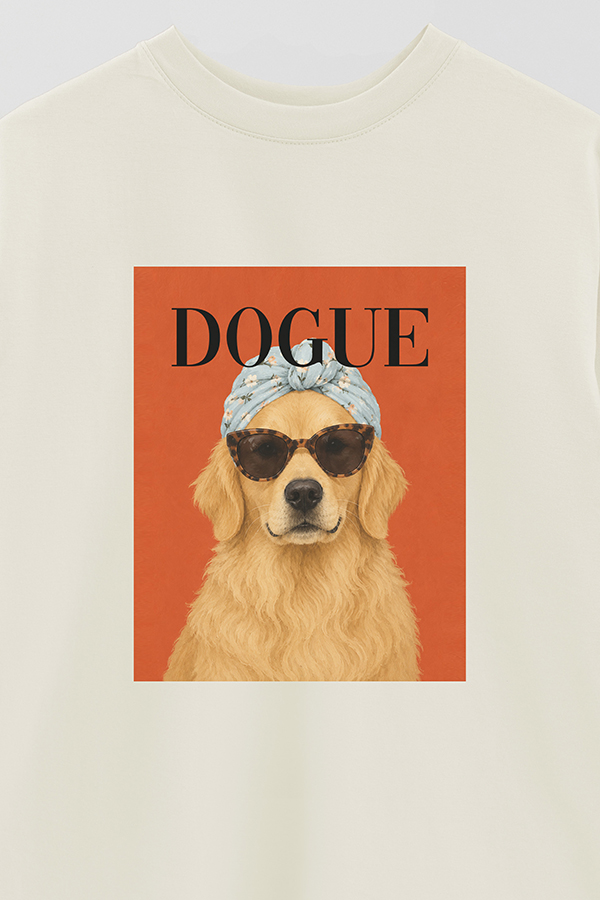 REMERA OVER ESTAMPADA DOGUE GOLDEN RETRIEVER SUNDAY STYLE