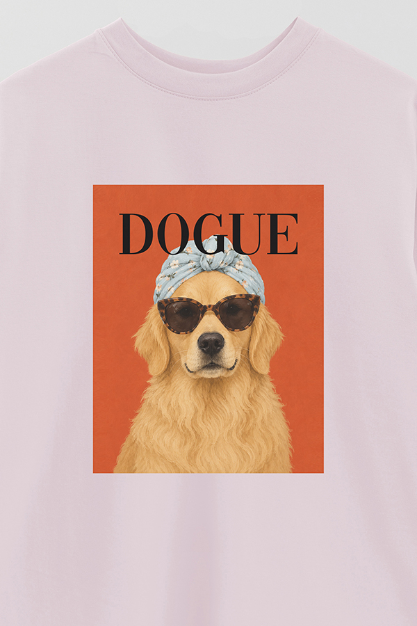 REMERA OVER ESTAMPADA DOGUE GOLDEN RETRIEVER SUNDAY STYLE