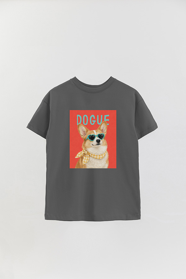 REMERA OVER ESTAMPADA DOGUE GINGHAM CORGI