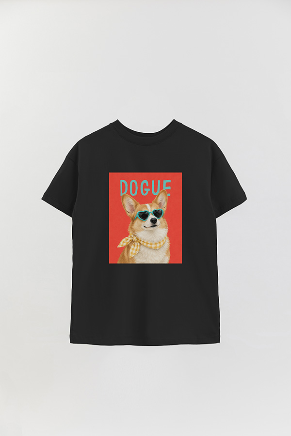 REMERA OVER ESTAMPADA DOGUE GINGHAM CORGI