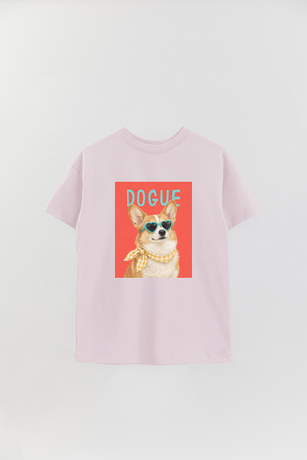 REMERA OVER ESTAMPADA DOGUE GINGHAM CORGI