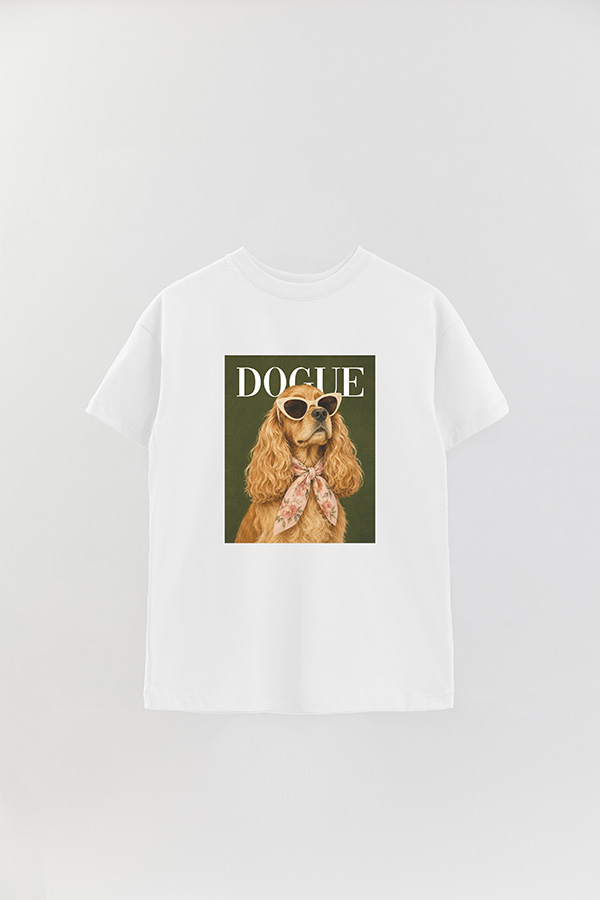 REMERA OVER ESTAMPADA DOGUE GARDEN PARTY COCKER SPANIEL