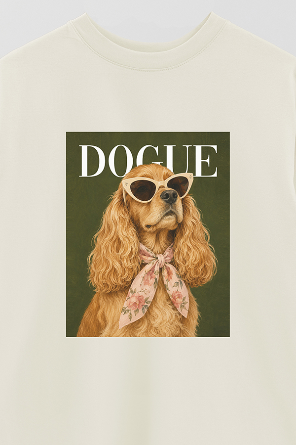 REMERA OVER ESTAMPADA DOGUE GARDEN PARTY COCKER SPANIEL