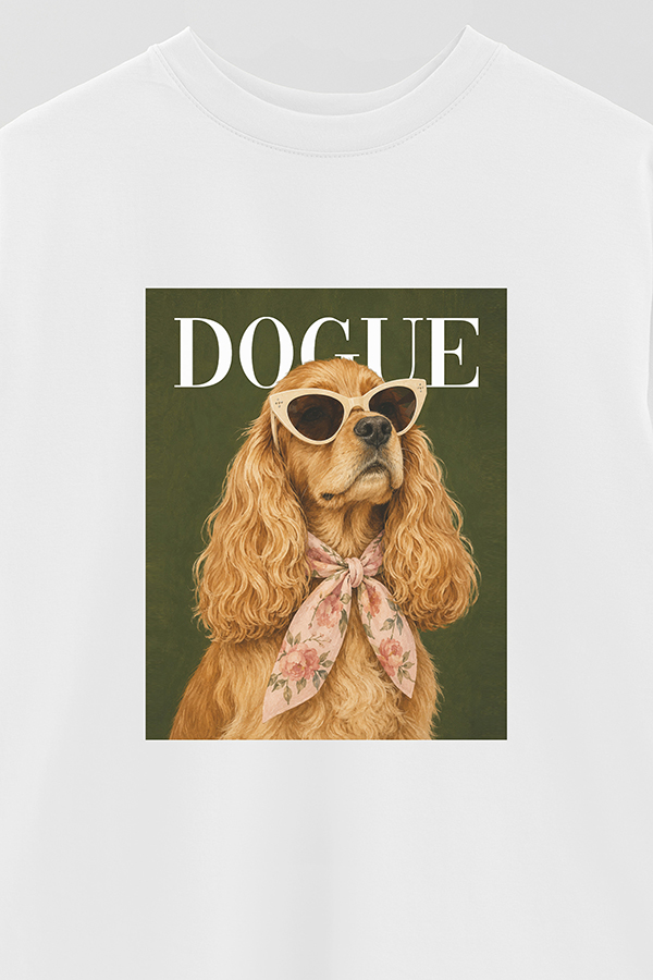 REMERA OVER ESTAMPADA DOGUE GARDEN PARTY COCKER SPANIEL