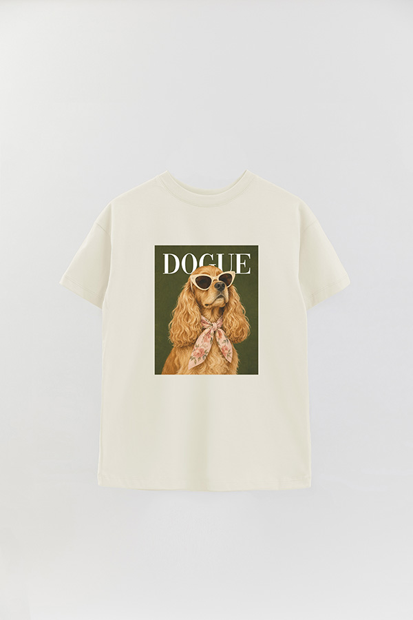 REMERA OVER ESTAMPADA DOGUE GARDEN PARTY COCKER SPANIEL
