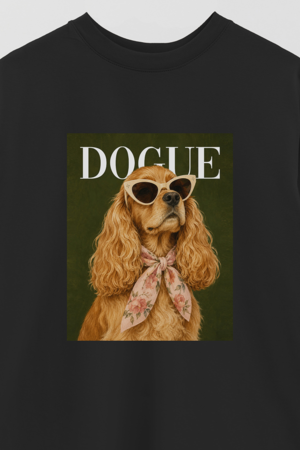 REMERA OVER ESTAMPADA DOGUE GARDEN PARTY COCKER SPANIEL