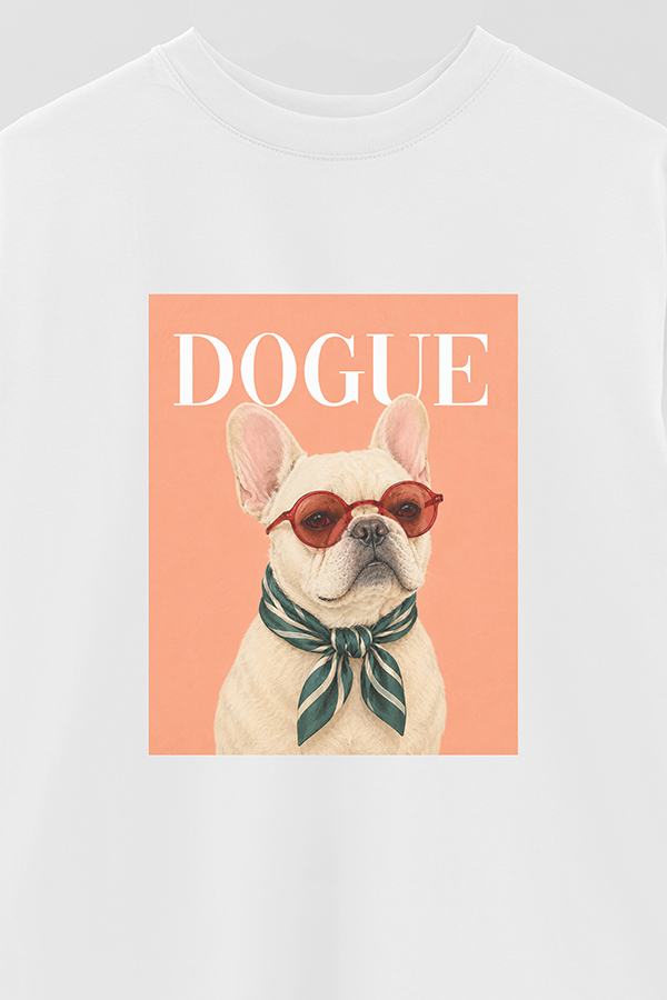 REMERA OVER ESTAMPADA DOGUE FRENCH BULLDOG CAFE STAR